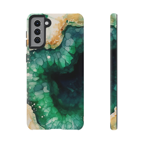 Green Geode in Watercolor - Impact Resistant Phone Case Samsung Galaxy S21 Plus Matte